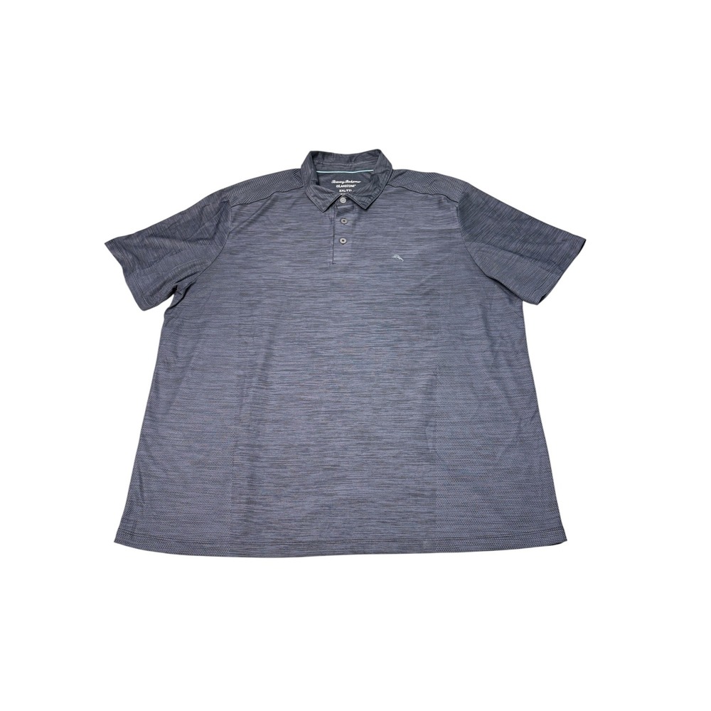 Tommy Bahama IslandZone Mens XXL Polo Shirt Grey Blue Marl Short Sleeve 11301